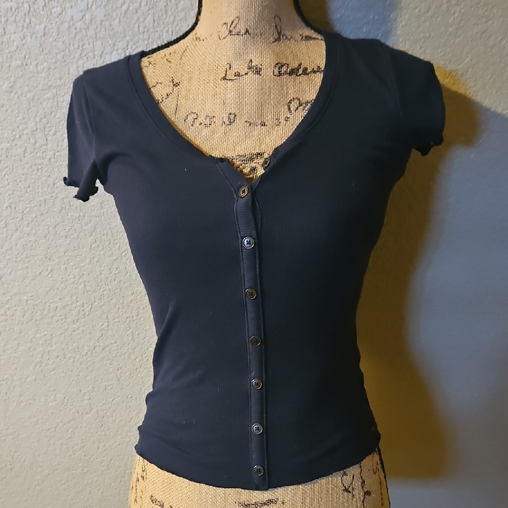 Navy Fitted Button Down Shirt